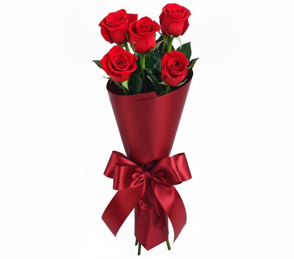 Букет 5 Красных роз Эдлесс Лав в Детчино