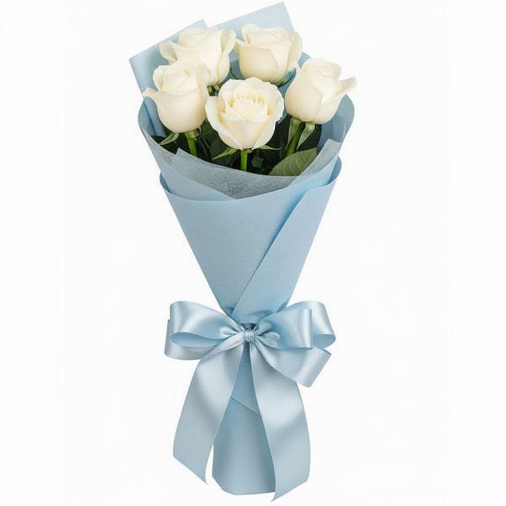 Букет 5 Белых роз Проуд в Детчино