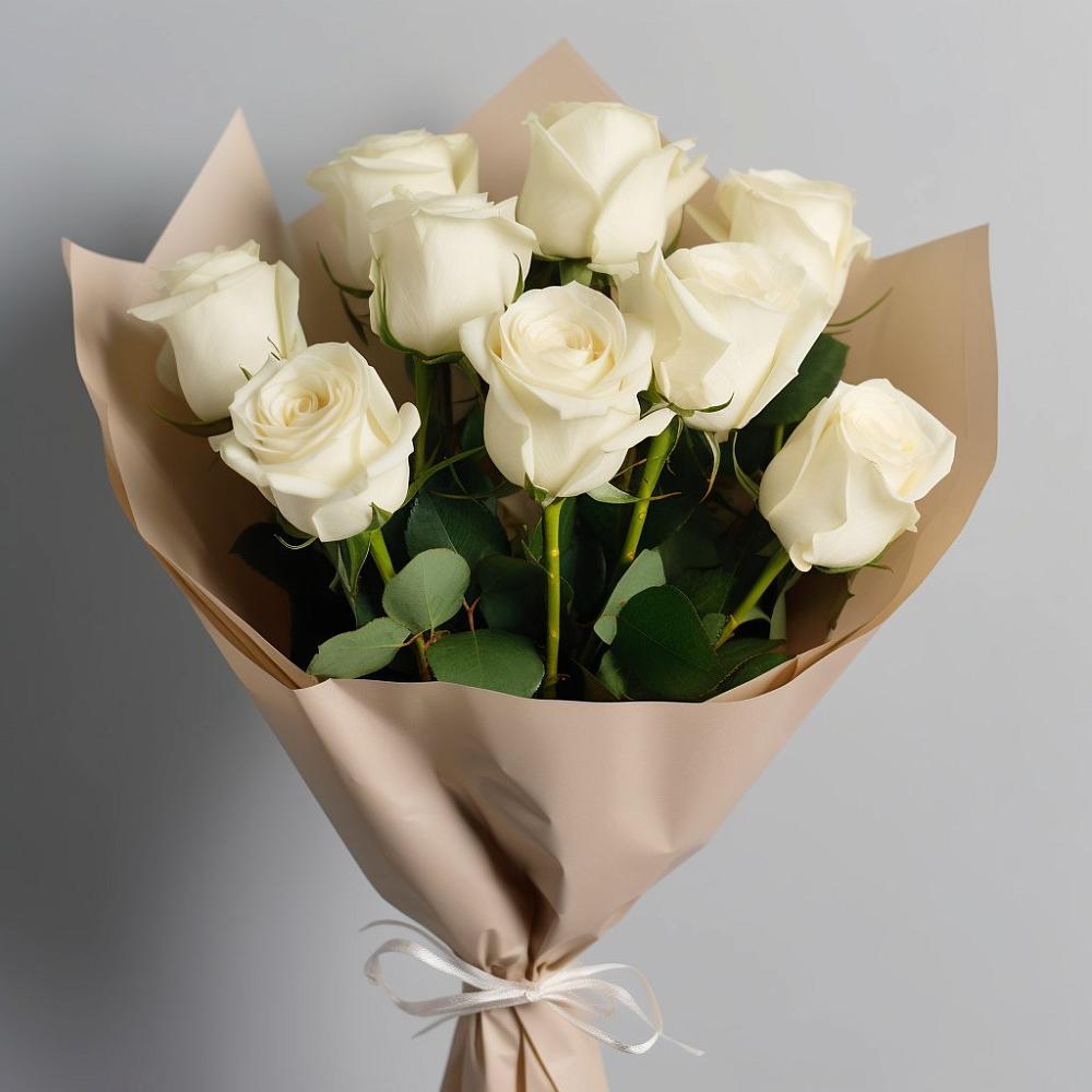 Букет 9 Белых роз Эдлесс Лав в Детчино