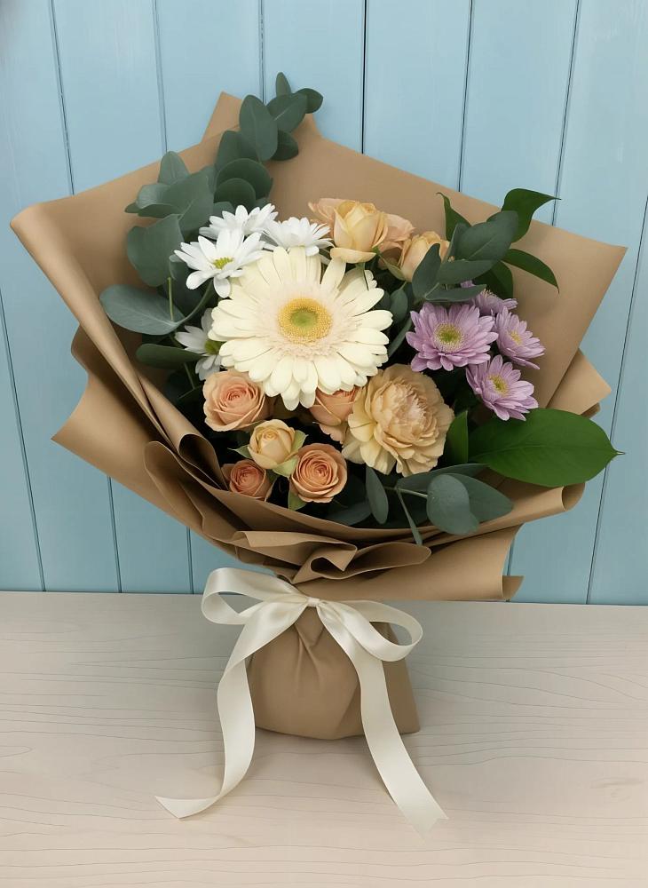 Букет цветов из: Герберы и Хризантемы в Детчино
