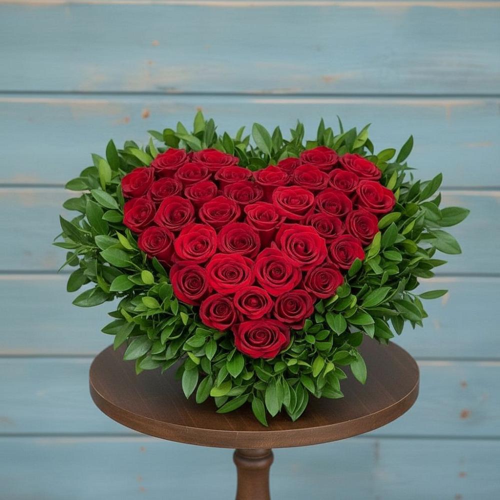 Цветочная композиция из Розы в виде сердца в Детчино