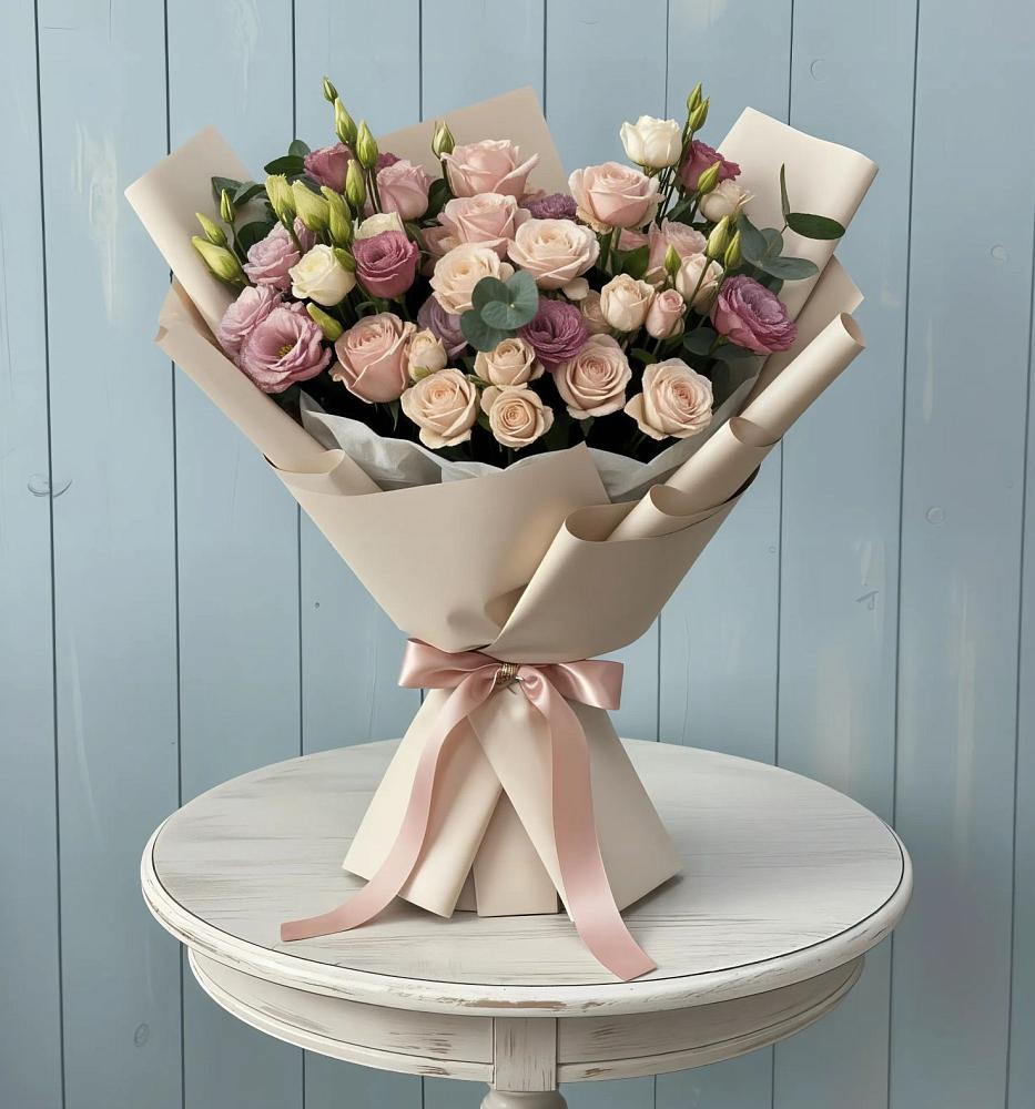 Букет цветов из: Розы и Лизиантусы в Детчино