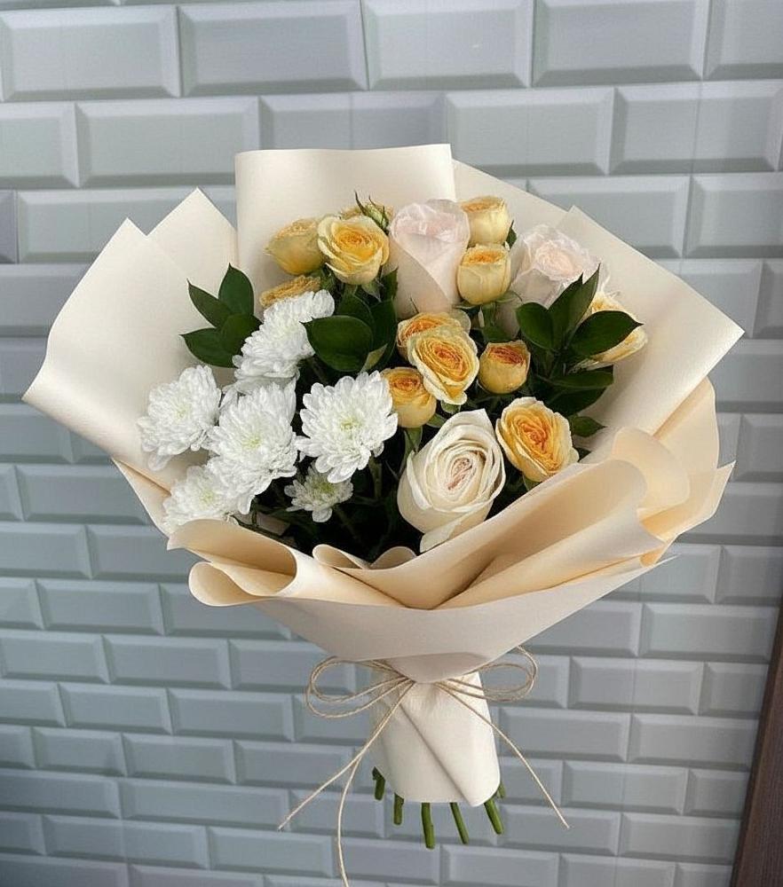 Букет цветов из: Розы и Хризантемы в Детчино