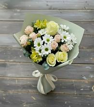 Букет цветов из:  Альстромерии, Розы и Хризантемы в Детчино