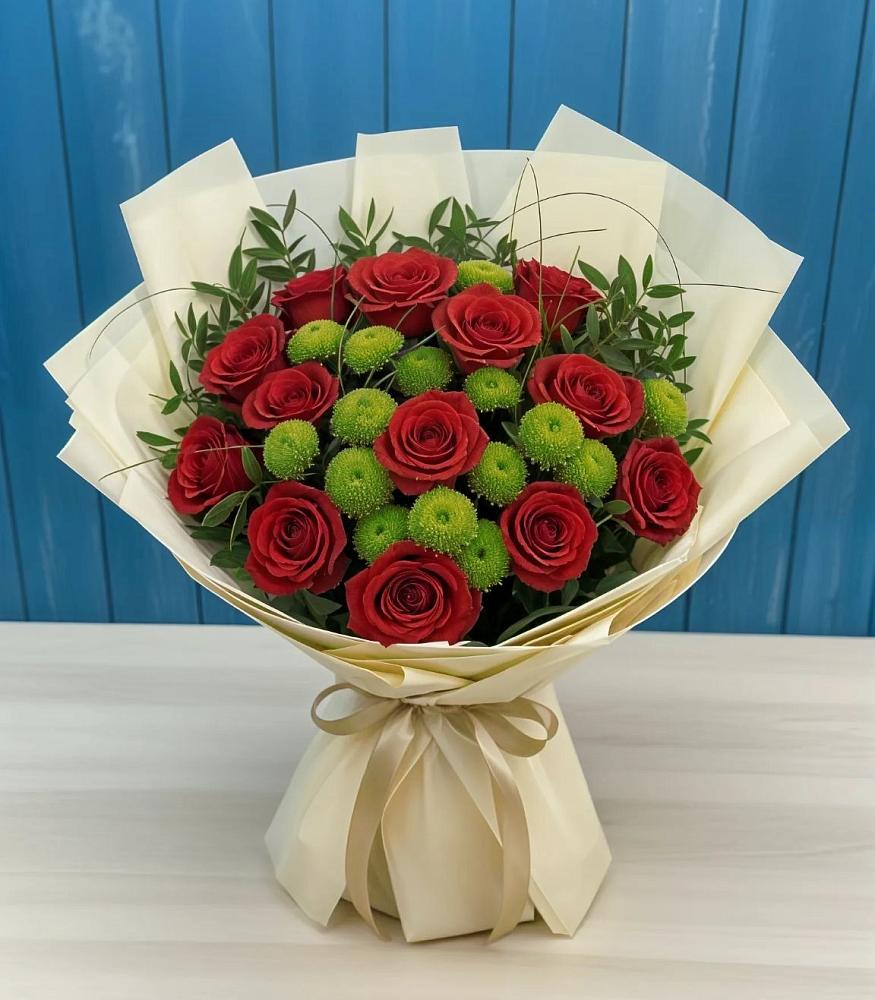 Букет цветов из: Розы и Хризантемы в Детчино