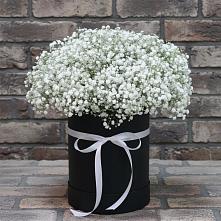 Цветочная композиция из Гипсофила в шляпной коробке в Детчино